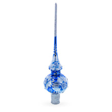 Load image into Gallery viewer, Elegant Cobalt Bloom with Glittering Accents Glass Christmas Tree Topper