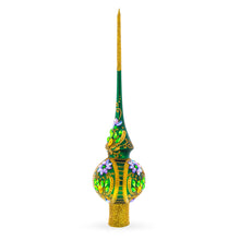 Load image into Gallery viewer, Enchanted Emerald Jeweled Green Glass Christmas Tree Topper 11 Inches