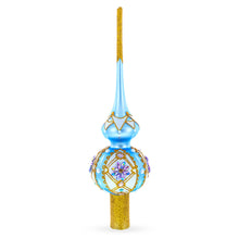 Load image into Gallery viewer, Elegant Blue and Purple Jewel-Encrusted Glass  Tree Topper 11 Inches