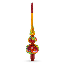 Load image into Gallery viewer, Peaches on Gold Glass Christmas Tree Topper 12.5 Inches