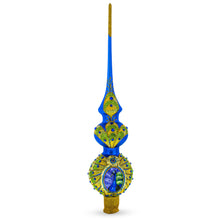 Load image into Gallery viewer, Peacock Double Ball Glass Christmas Tree Topper 16 Inches