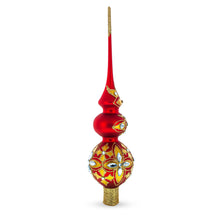 Load image into Gallery viewer, Diamond Stars Double Ball Glass Christmas Tree Topper 16 Inches
