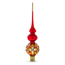 Load image into Gallery viewer, Diamond Stars Double Ball Glass Christmas Tree Topper 16 Inches