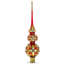 Load image into Gallery viewer, Diamond Stars Double Ball Glass Christmas Tree Topper 16 Inches