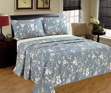 Load image into Gallery viewer, Tache Cotton Cherry Blossom Grey Floral Flat Sheet (2162FLT)