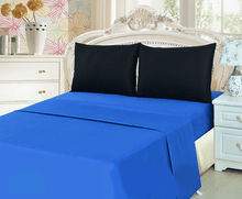 Load image into Gallery viewer, Tache Cotton Deep Blue and Black Bed Sheet set (BS4PC-BB)