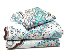 Load image into Gallery viewer, Tache Cotton Frozen Forest Blue Paisley Flat Sheet (2172FLT)