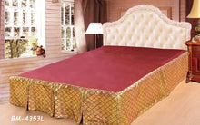 Load image into Gallery viewer, Tache Diamond Net Red Gold Argyle Pleated Tailored Platform 14" Bed Skirt Dust Ruffle (BSK-4353LC)