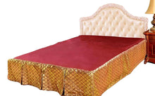 Load image into Gallery viewer, Tache Diamond Net Red Gold Argyle Pleated Tailored Platform 14" Bed Skirt Dust Ruffle (BSK-4353LC)