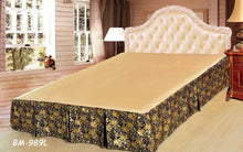 Load image into Gallery viewer, Tache Spring Blooms Black Golden Floral Royal Pleated Tailored Platform 14" Bed Skirt Dust Ruffle (BSK-989L)