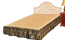 Load image into Gallery viewer, Tache Spring Blooms Black Golden Floral Royal Pleated Tailored Platform 14" Bed Skirt Dust Ruffle (BSK-989L)