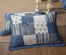 Load image into Gallery viewer, DaDa Bedding Bohemian Denim Blue Elegance Patchwork Cotton Bedspread Set (JHW-660)