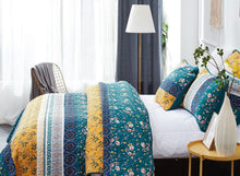 Load image into Gallery viewer, DaDa Bedding Bohemian Patchwork Bed of Wild Flowers Floral Gardenia Green Bedspread Set (JHW-886)