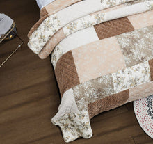 Load image into Gallery viewer, DaDa Bedding Dusty Rose Taupe Beige Brown Floral Cottage Patchwork Quilted Bedspread Set (JHW-866)