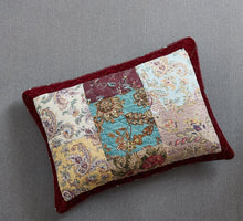 Load image into Gallery viewer, DaDa Bedding Bohemian Burgundy Red Velvet Trim Floral Paisley Patchwork Cotton Bedspread Set (JHW-868)