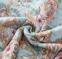 Load image into Gallery viewer, DaDa Bedding Bohemian Burgundy Red Velvet Trim Floral Paisley Patchwork Cotton Bedspread Set (JHW-868)