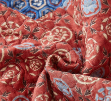 Load image into Gallery viewer, DaDa Bedding Bohemian Vibes Mediterranean Blue Floral Patchwork Quilted Bedspread Set  (JHW878)