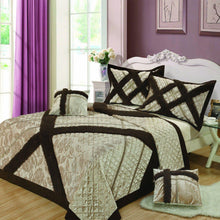 Load image into Gallery viewer, DaDa Bedding Classic Elegant Velvety Ribbons Quilted Coverlet Bedspread Set (YG1024Beige)