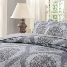 Load image into Gallery viewer, DaDa Bedding Rustic Grey Mosaic Distressed Medallion Reversible Quilted Bedspread Set (SD16299)