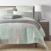 Load image into Gallery viewer, DaDa Bedding Contemporary Mint Green Grey Geometric Cotton Quilted Bedspread Set (JHW-804)