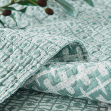 Load image into Gallery viewer, DaDa Bedding Contemporary Mint Green Grey Geometric Cotton Quilted Bedspread Set (JHW-804)