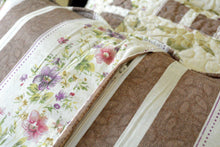 Load image into Gallery viewer, DaDa Bedding Vintage Cottage Rose Garden Floral Ivory Yellow Cotton Scalloped Quilted Bedspread Set (DXJ103478)