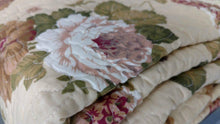Load image into Gallery viewer, DaDa Bedding Vintage Cottage Rose Garden Floral Ivory Yellow Cotton Scalloped Quilted Bedspread Set (DXJ103478)