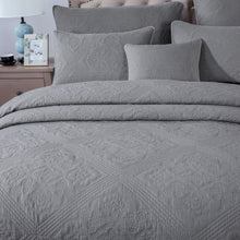 Load image into Gallery viewer, DaDa Bedding Floral Vintage Stone Wash Grey Matelassé Ash Silver Diamond Pattern Quilted Bedspread Set (JHW855)