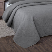 Load image into Gallery viewer, DaDa Bedding Floral Vintage Stone Wash Grey Matelassé Ash Silver Diamond Pattern Quilted Bedspread Set (JHW855)