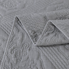 Load image into Gallery viewer, DaDa Bedding Floral Vintage Stone Wash Grey Matelassé Ash Silver Diamond Pattern Quilted Bedspread Set (JHW855)