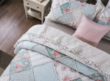 Load image into Gallery viewer, DaDa Bedding Hint of Mint Floral Pastel Cotton Patchwork Ruffle Bedspread Set (JHW-3036)