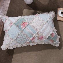 Load image into Gallery viewer, DaDa Bedding Hint of Mint Floral Pastel Cotton Patchwork Ruffle Bedspread Set (JHW-3036)