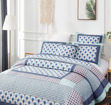 Load image into Gallery viewer, DaDa Bedding Mediterranean Blue Mint Green Patchwork Quilted Bedspread Set (JHW-884)