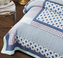Load image into Gallery viewer, DaDa Bedding Mediterranean Blue Mint Green Patchwork Quilted Bedspread Set (JHW-884)