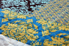 Load image into Gallery viewer, Tache Damask Ornate Baroque Teal Turquoise Blue Green Scalloped Quilt Set (SD-3300)