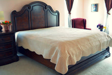 Load image into Gallery viewer, Tache Super Soft Tan Scalloped Good Vibration Quilted Fleece Bedspread Set (DXJ109041-1)