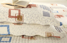 Load image into Gallery viewer, Tache Geometric Cubic Squares Ivory Scalloped Retro Cotton Quilt Bedspread Set (DSW009)