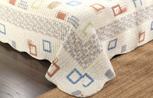 Load image into Gallery viewer, Tache Geometric Cubic Squares Ivory Scalloped Retro Cotton Quilt Bedspread Set (DSW009)