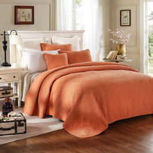 Load image into Gallery viewer, Tache Tuscany Sunrise Medallion Orange Rustic Stone Washed Cotton Quilt Set (JHW-595)