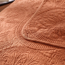 Load image into Gallery viewer, Tache Tuscany Sunrise Medallion Orange Rustic Stone Washed Cotton Quilt Set (JHW-595)