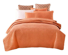 Load image into Gallery viewer, Tache Tuscany Sunrise Medallion Orange Rustic Stone Washed Cotton Quilt Set (JHW-595)