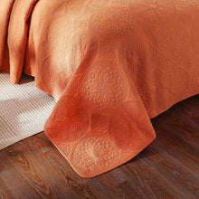 Load image into Gallery viewer, Tache Tuscany Sunrise Medallion Orange Rustic Stone Washed Cotton Quilt Set (JHW-595)