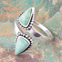 Load image into Gallery viewer, Begondor Green Turquoise and Sterling Silver Adjustable Ring