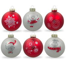 Load image into Gallery viewer, White and Red Mini Glass Ball Christmas Ornaments 2.75 Inches