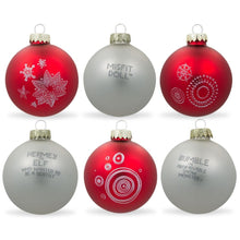 Load image into Gallery viewer, White and Red Mini Glass Ball Christmas Ornaments 2.75 Inches