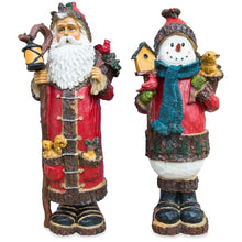 Load image into Gallery viewer, Set of 2 Santa and Snowman Christmas Figurines 18 Inches