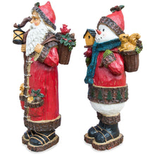 Load image into Gallery viewer, Set of 2 Santa and Snowman Christmas Figurines 18 Inches