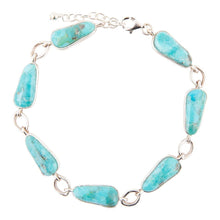 Load image into Gallery viewer, Biwa Blue Turquoise Sterling Silver Link Bracelet