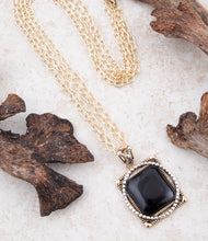 Load image into Gallery viewer, Black Onyx Mixed Metal Pendant Necklace
