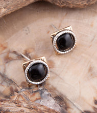 Load image into Gallery viewer, Black Onyx Mixed Metal Post Earrings